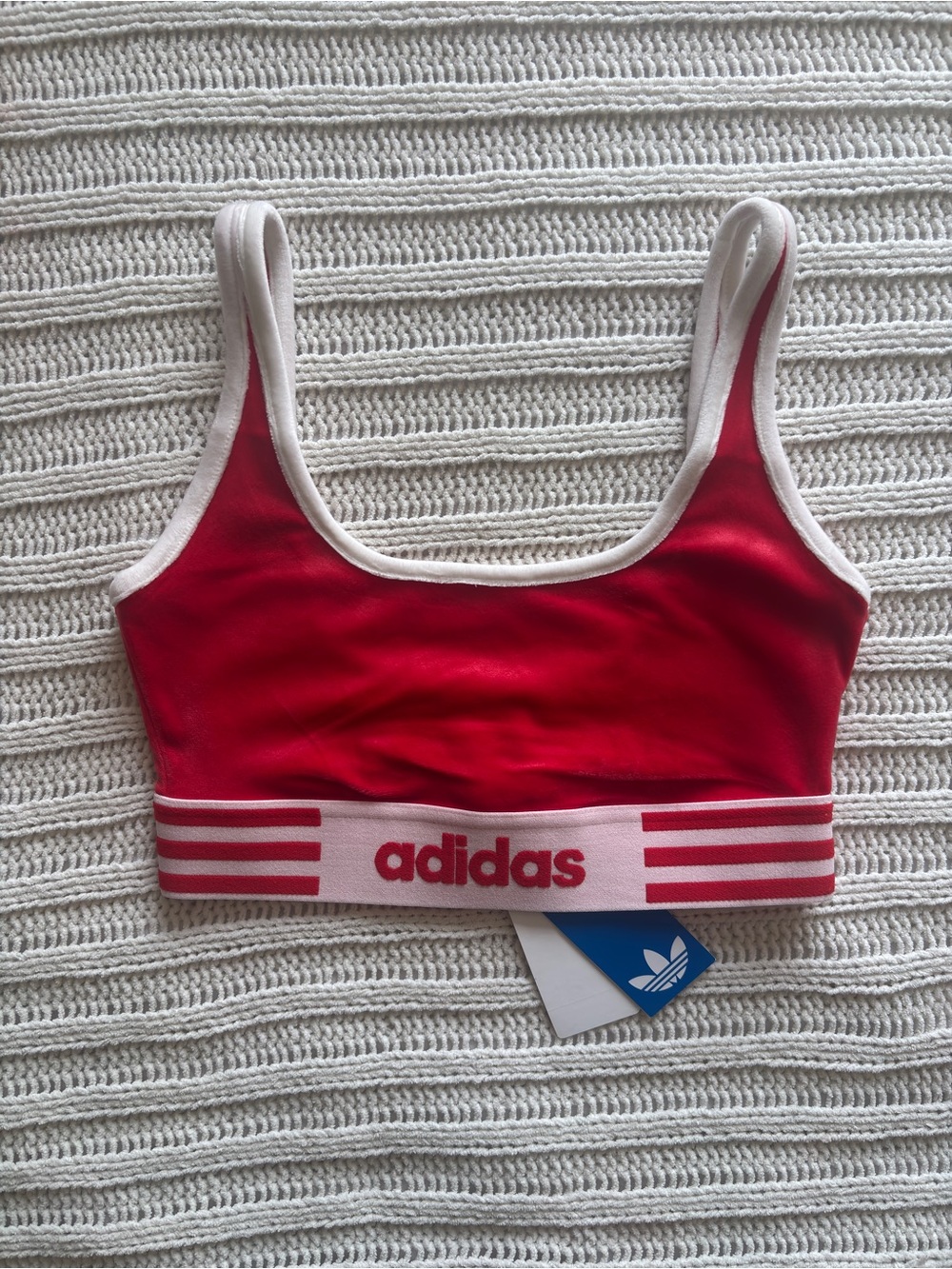 NWT adidas Originals Winterized Velvet Bra Top Size XS Better Scarlet